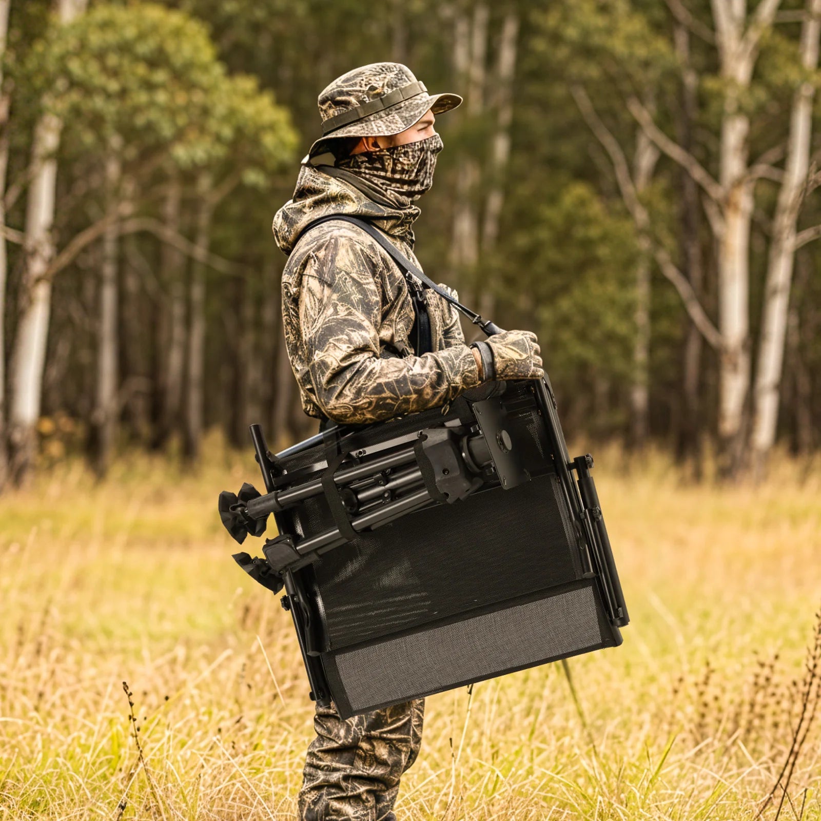AECOJOY Heated Hunting Blind Chair, 360°Silent Swivel, Integrated Warm Seat System