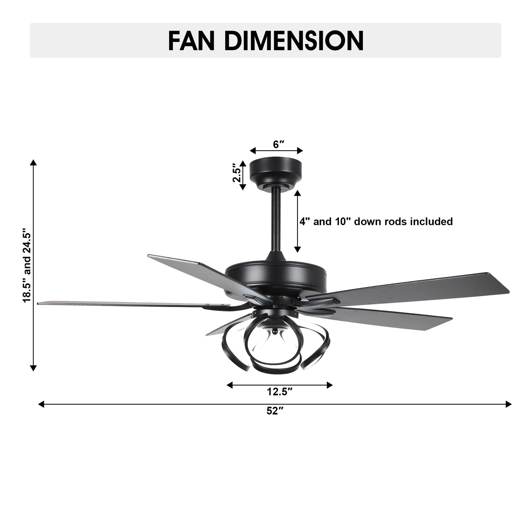 Parrot Uncle 52 - Inch Contemporary Chrome Ceiling Fan with Integrated LED Lights and Remote Control