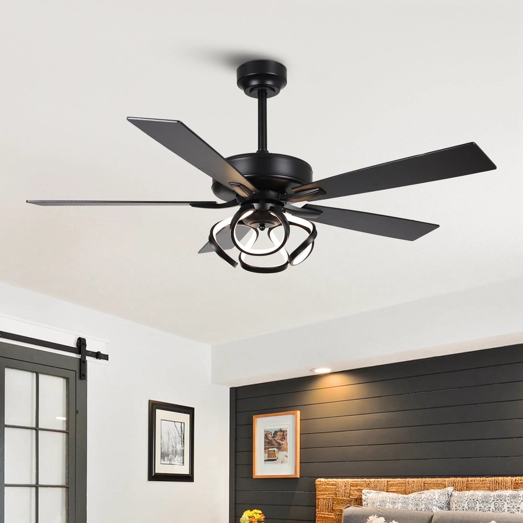 Parrot Uncle 52 - Inch Contemporary Chrome Ceiling Fan with Integrated LED Lights and Remote Control