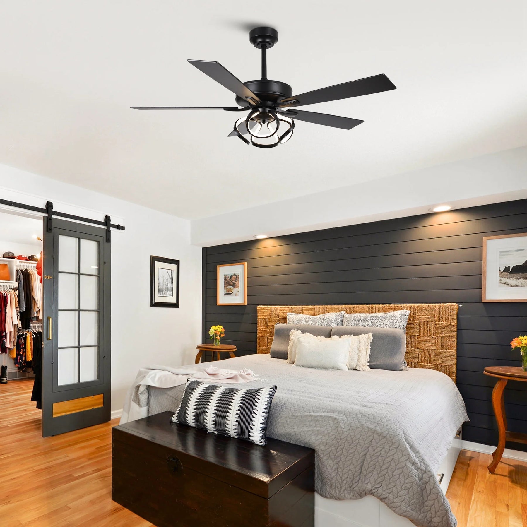 Parrot Uncle 52 - Inch Contemporary Chrome Ceiling Fan with Integrated LED Lights and Remote Control