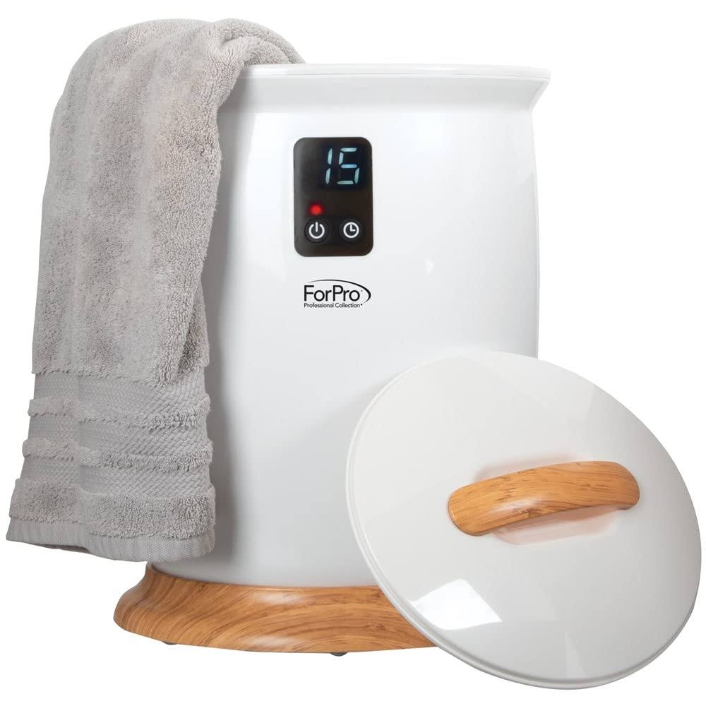 ForPro Luxury Towel Warmer, Extra Large Bucket-style Hot Towel Warmer with Auto Shut Off, 4 Timer Settings for Home and Bathroom, White