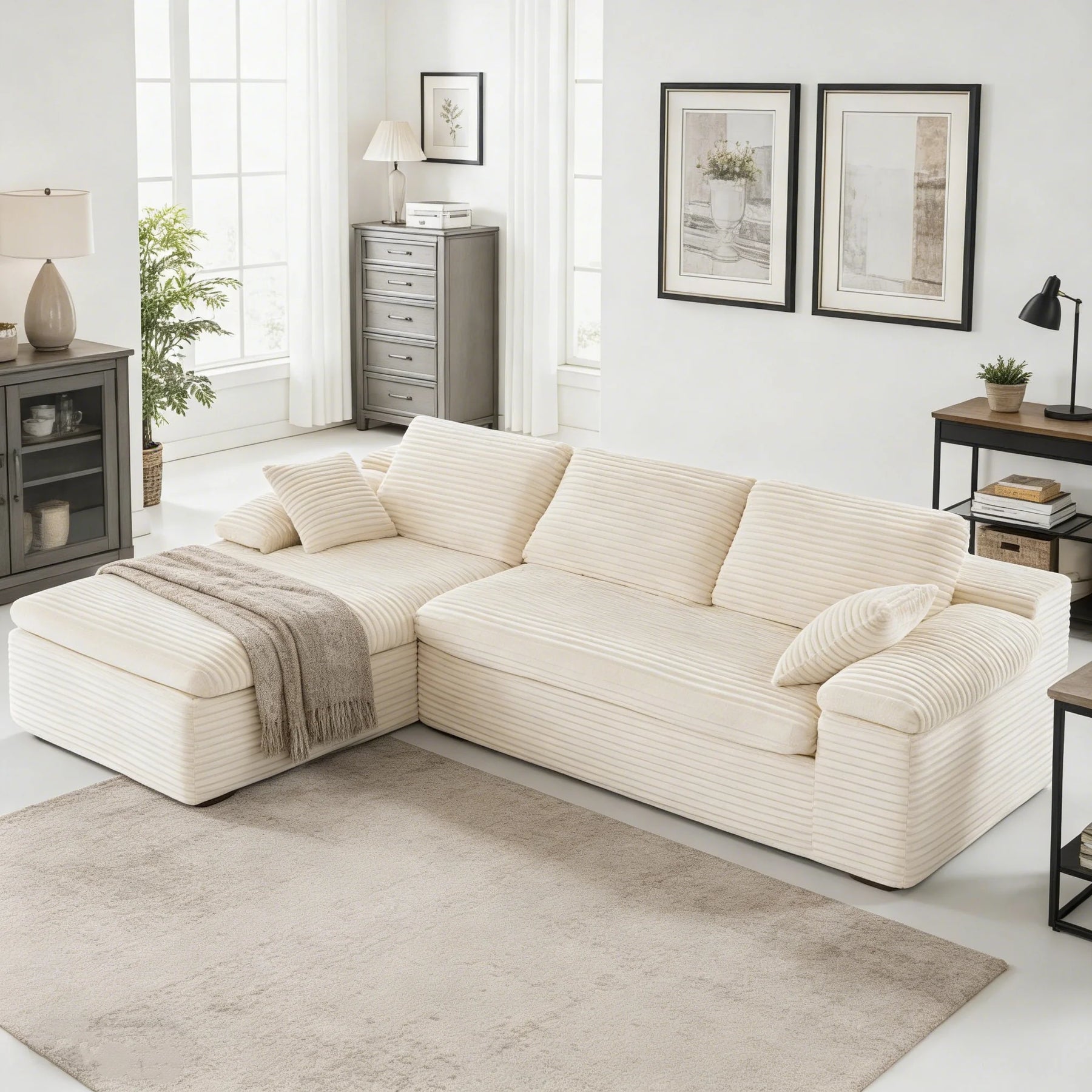 AECOJOY 110" L Shaped Modular Sectional Sofa for Living Room, Cloud Boneless Couch