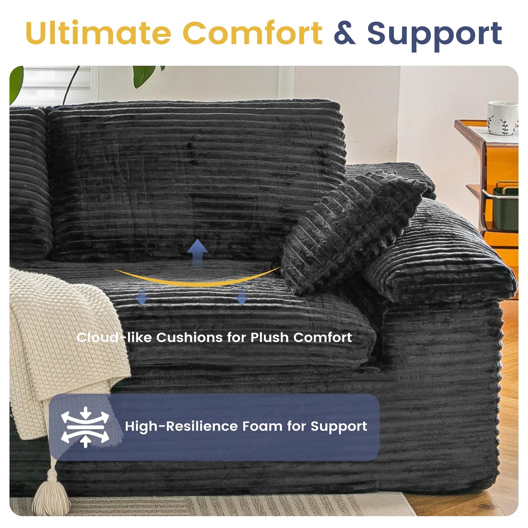 AECOJOY 110" L Shaped Modular Sectional Sofa for Living Room, Cloud Boneless Couch