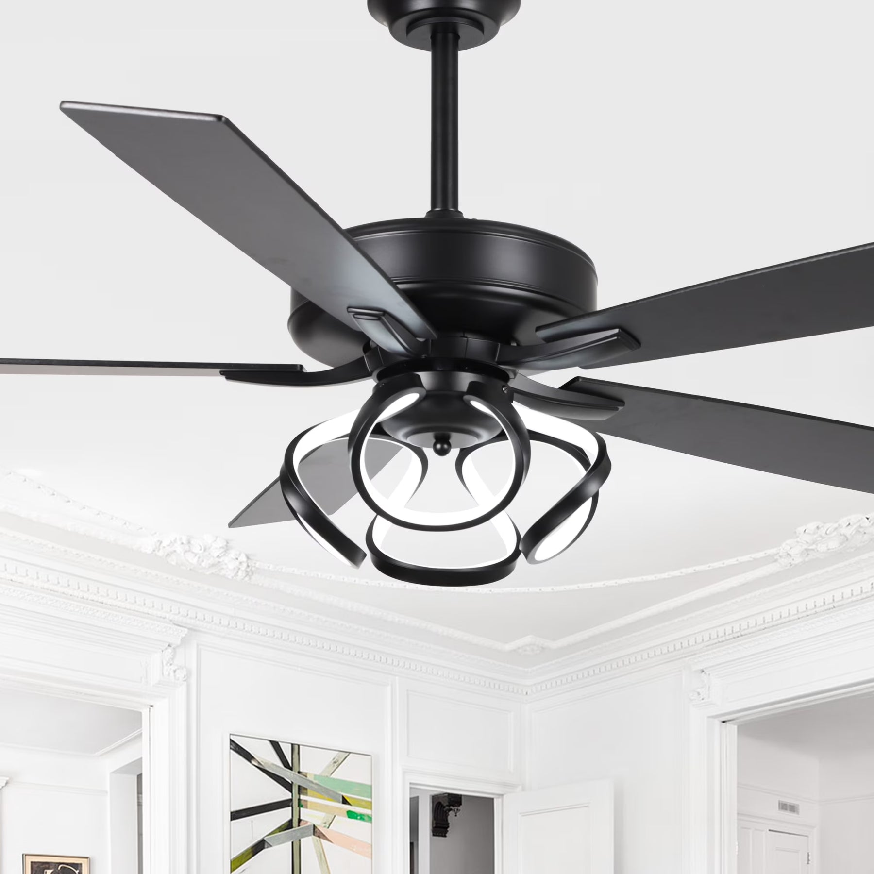 Parrot Uncle 52 - Inch Contemporary Chrome Ceiling Fan with Integrated LED Lights and Remote Control