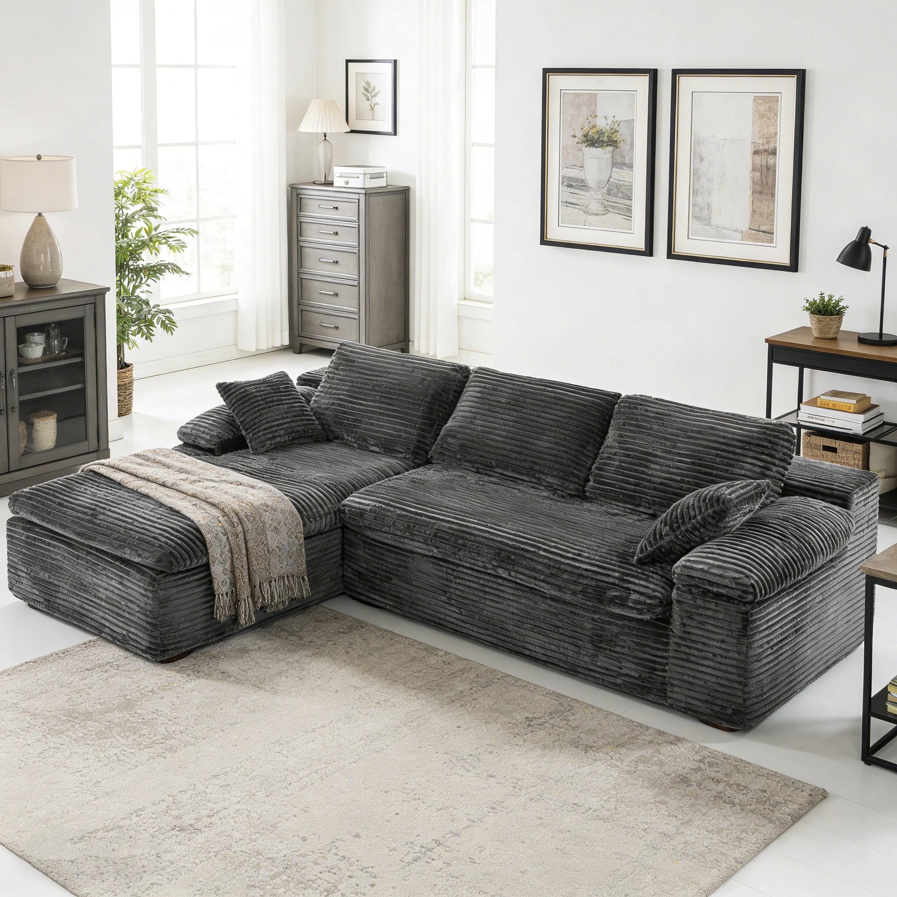 AECOJOY 110" L Shaped Modular Sectional Sofa for Living Room, Cloud Boneless Couch